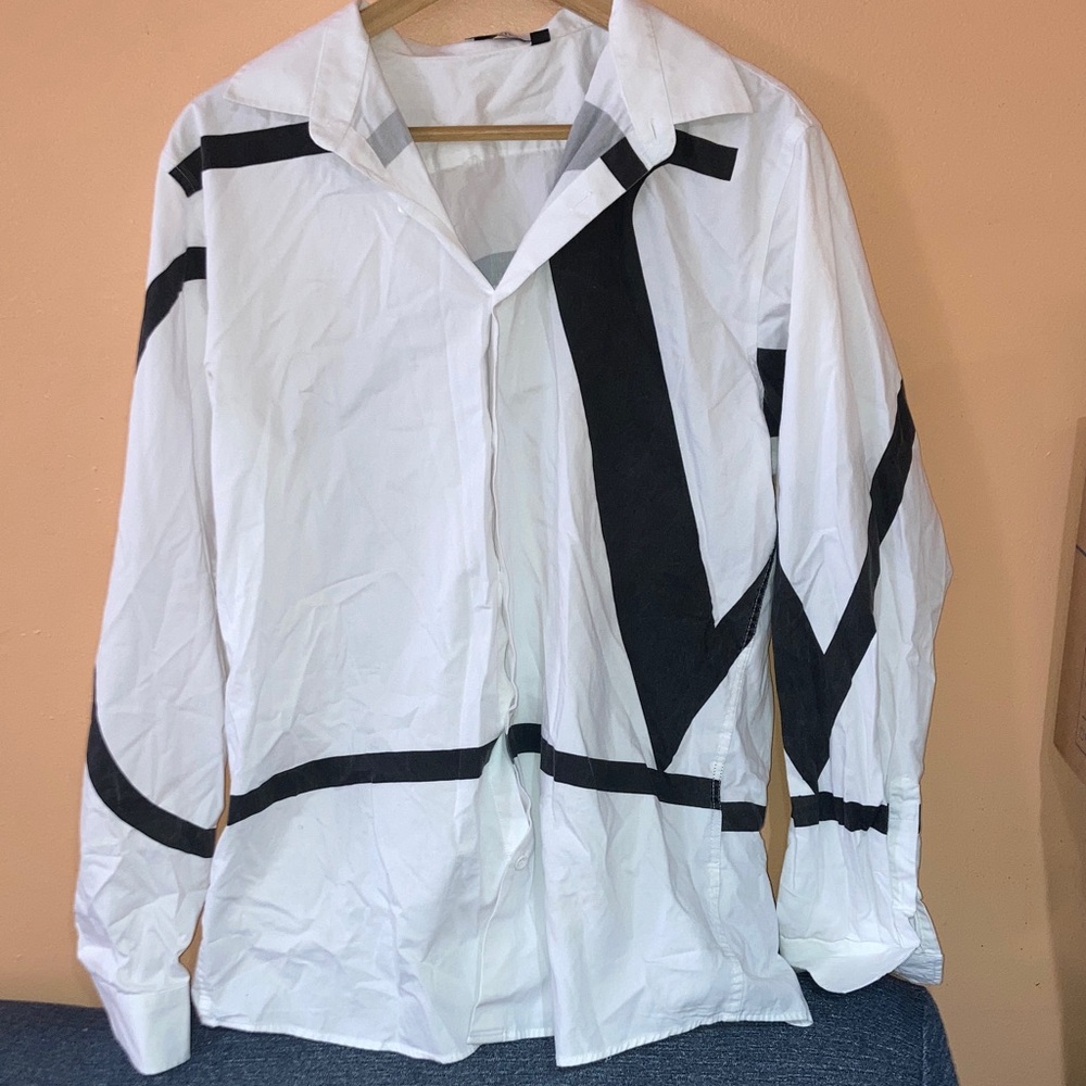 Valentino Garavani Black and White Geometric Shirt button up
